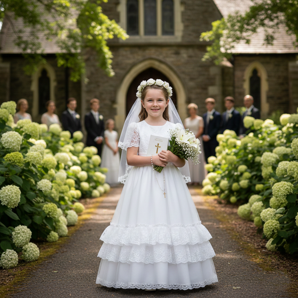 Niña en su primera comunión